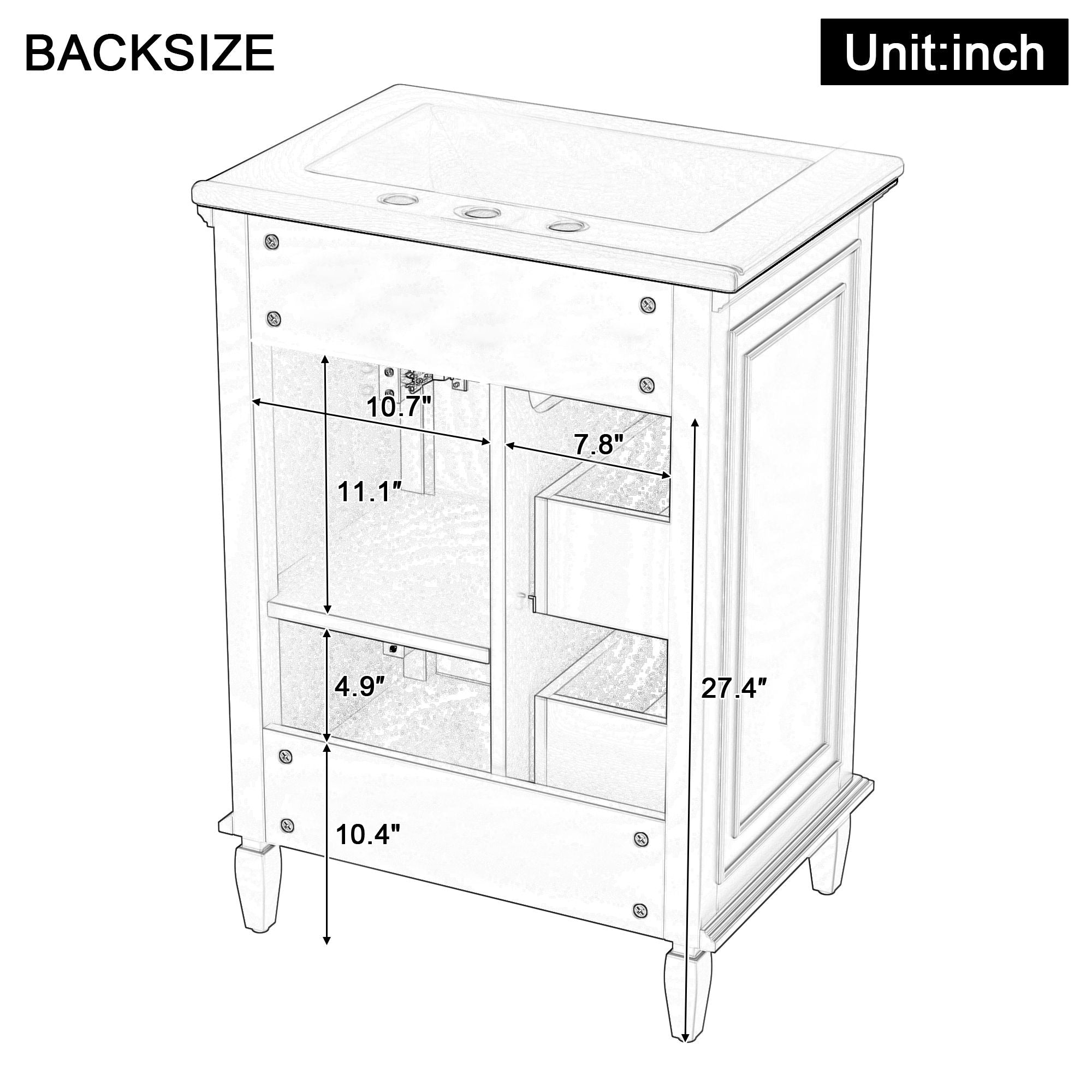 Modern Bathroom Vanity With Sink, Adjustable Shelf, 1 Flip Drawer & 2 Drawers