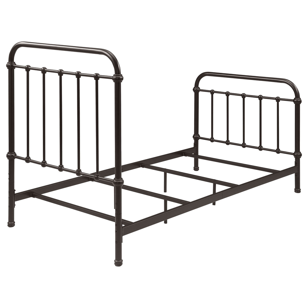 Twin Panel Bed With Ornate Design - Bronze