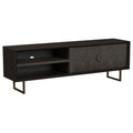 Manaya - 2 Door Stand With Open Shelving And Hidden Storage - Charcoal Black