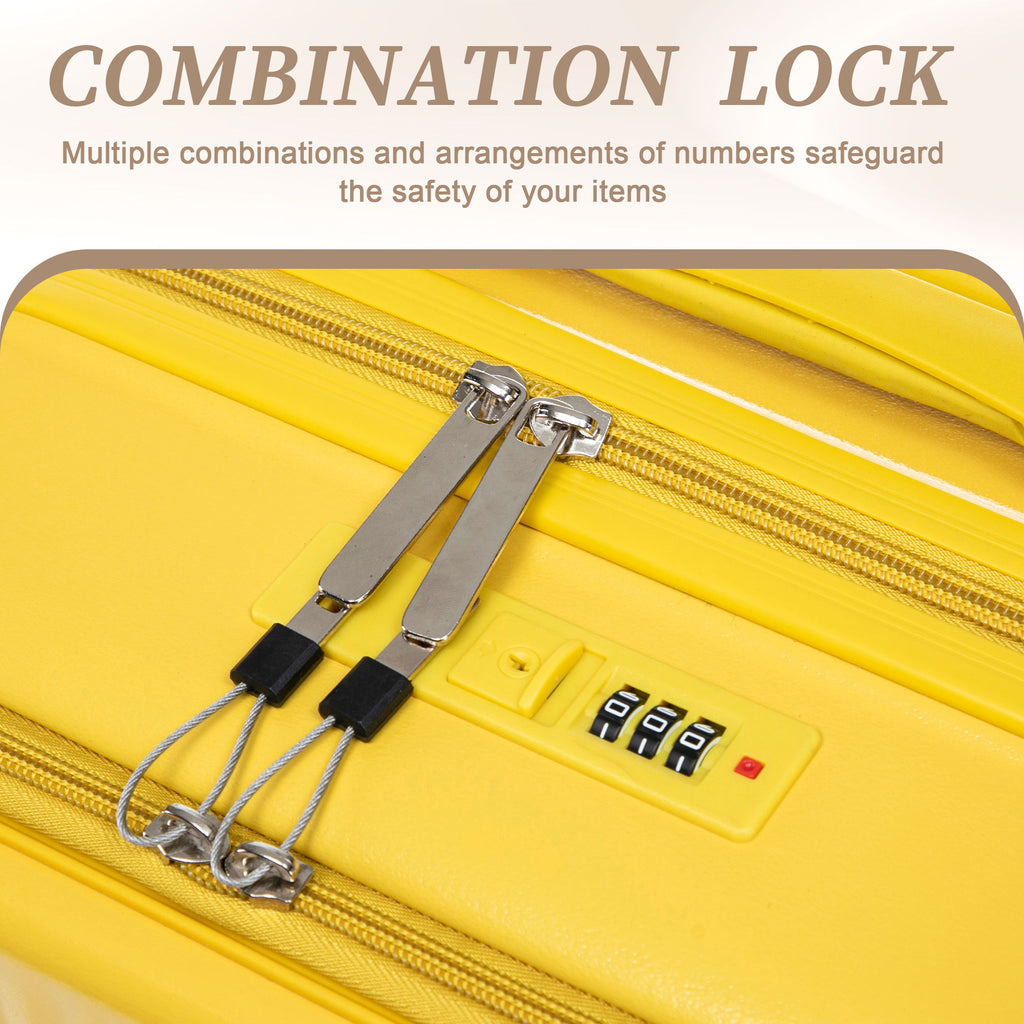 Luggage Set With Cosmetic Case, Combination Lock, Front Opening Design