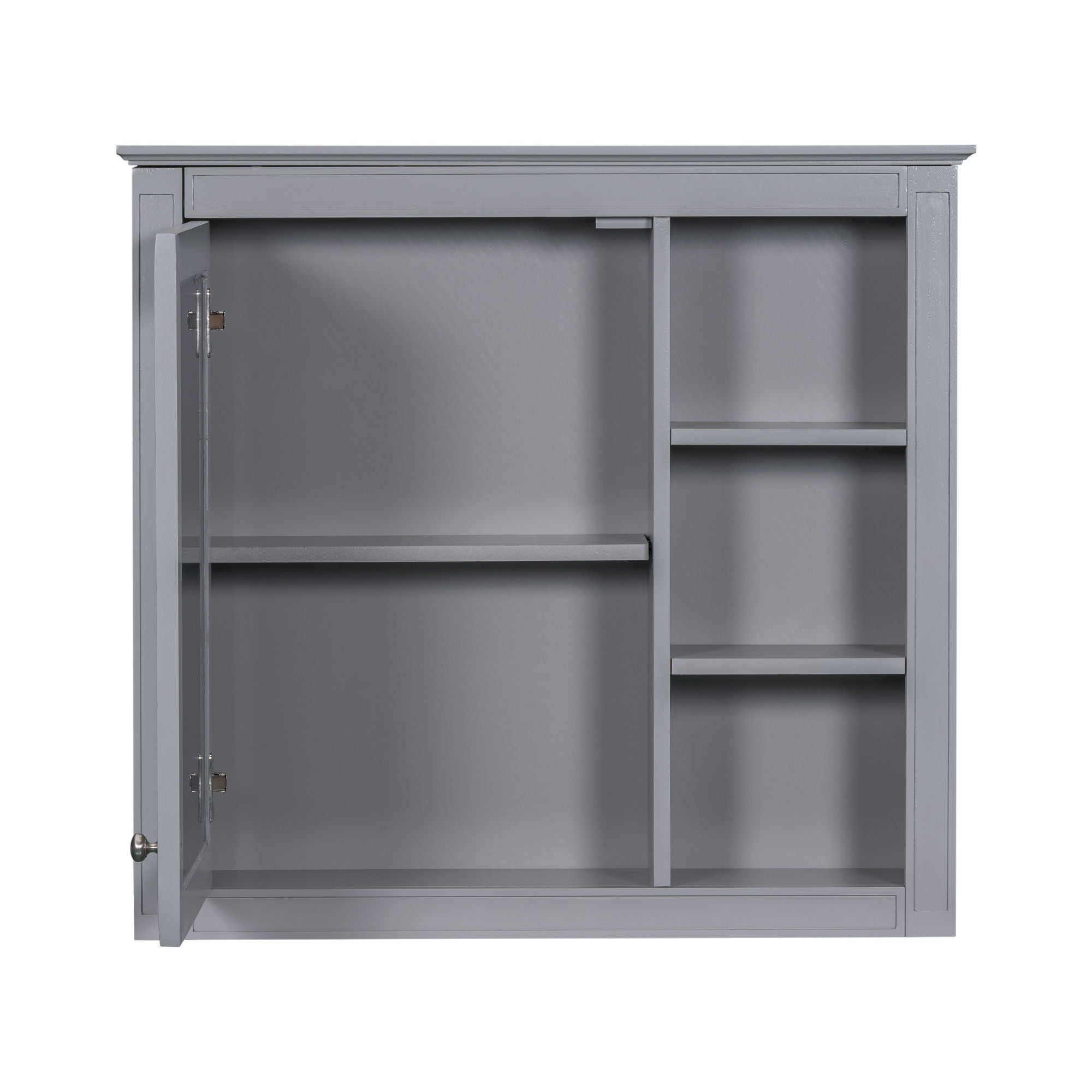 Bathroom Vanity With Top Sink, Freestanding Storage Cabinet With 2 Doors And 3 Drawers, Mirror Cabinet Included - Gray