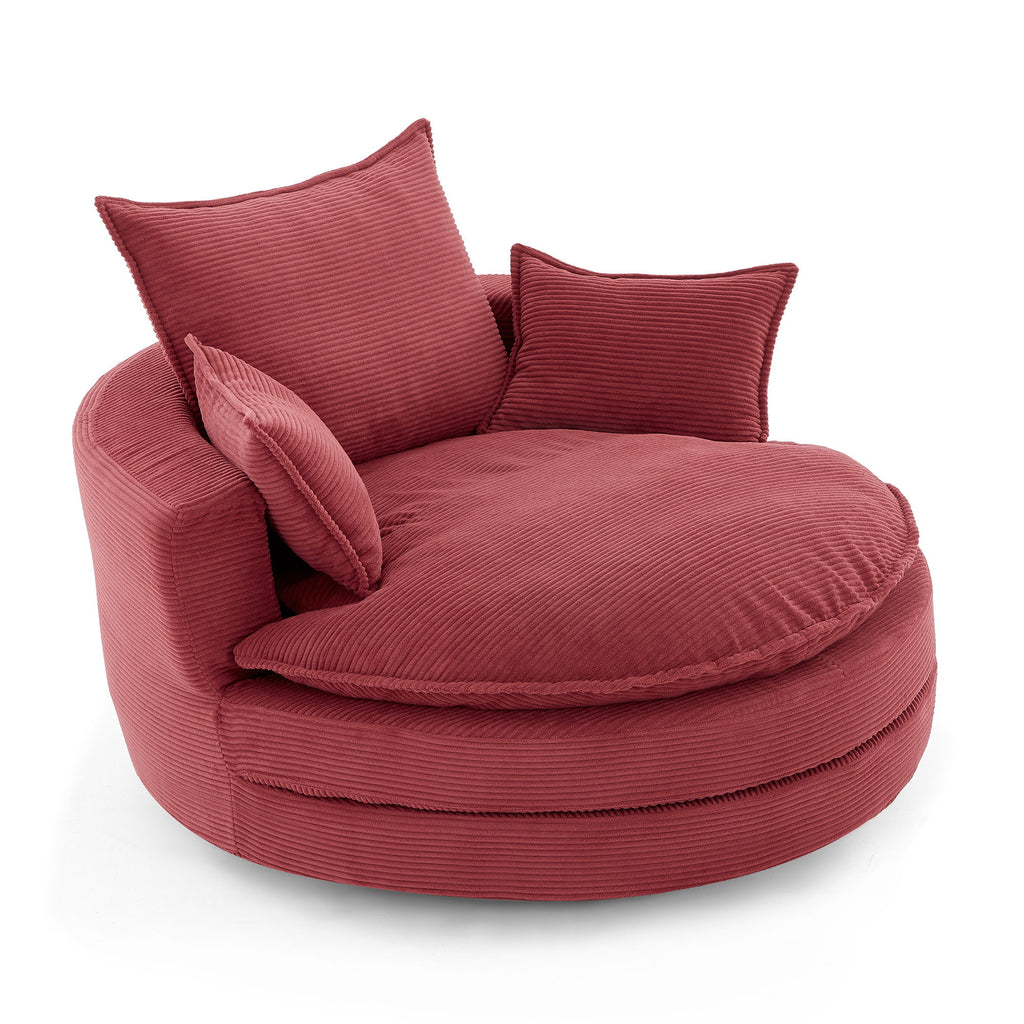 360° Swivel Accent Barrel Chair With Dual Layer Cushion And 3 Removable Pillows