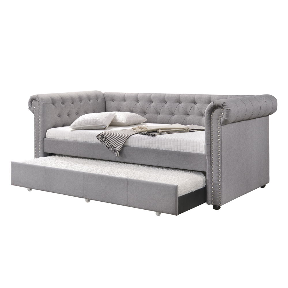 Justice - Twin Daybed With Trundle - Smoke Gray Fabric