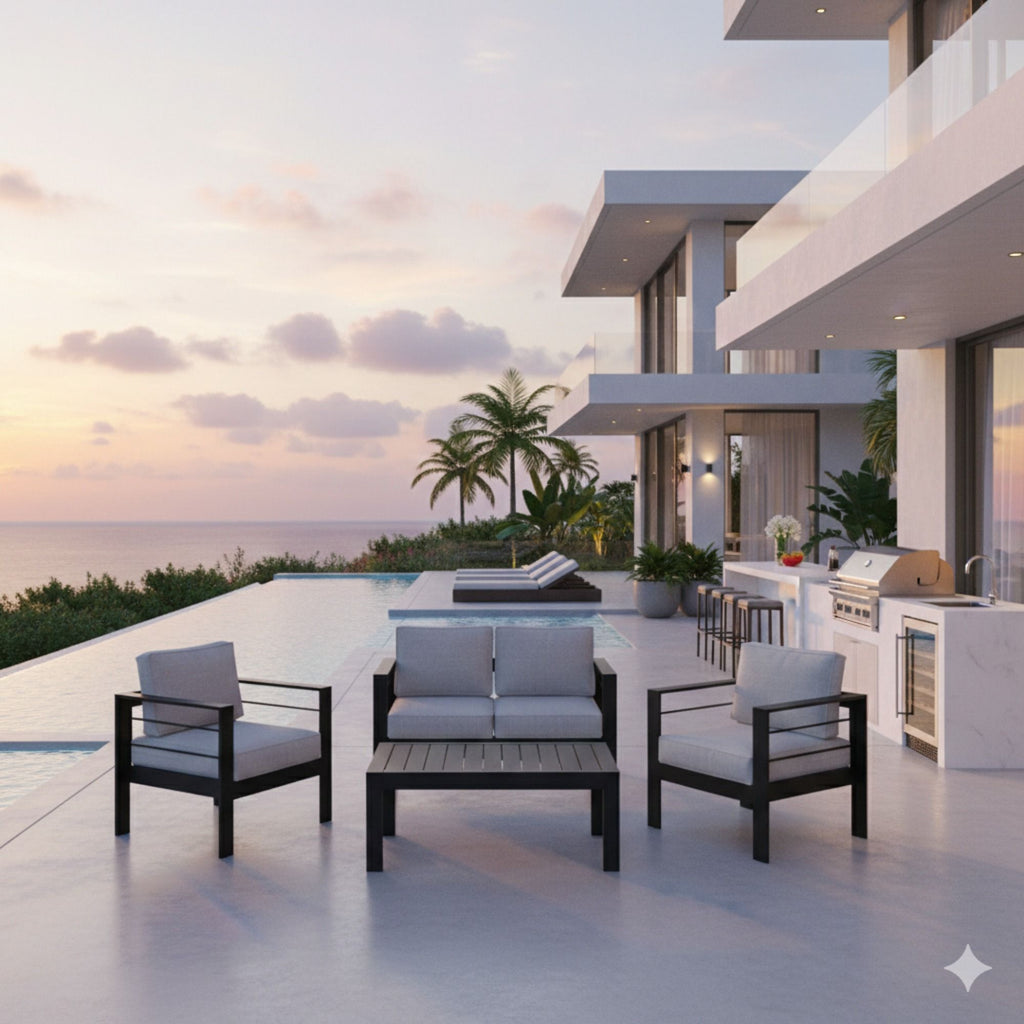 Outdoor Patio Set, All-Weather With Thick Cushions
