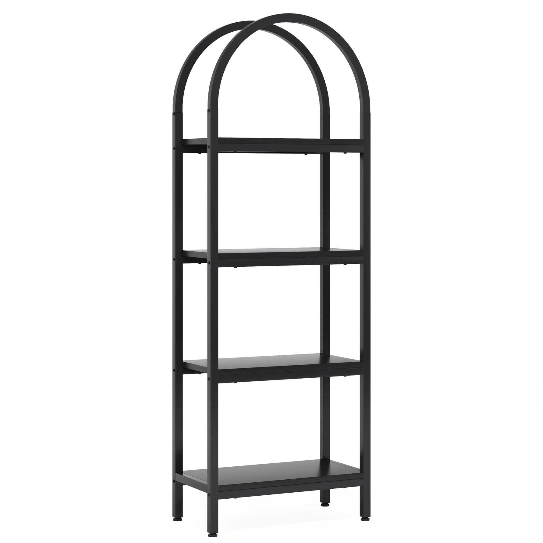 Industrial 4 Tier Open Bookshelf With Curved Top