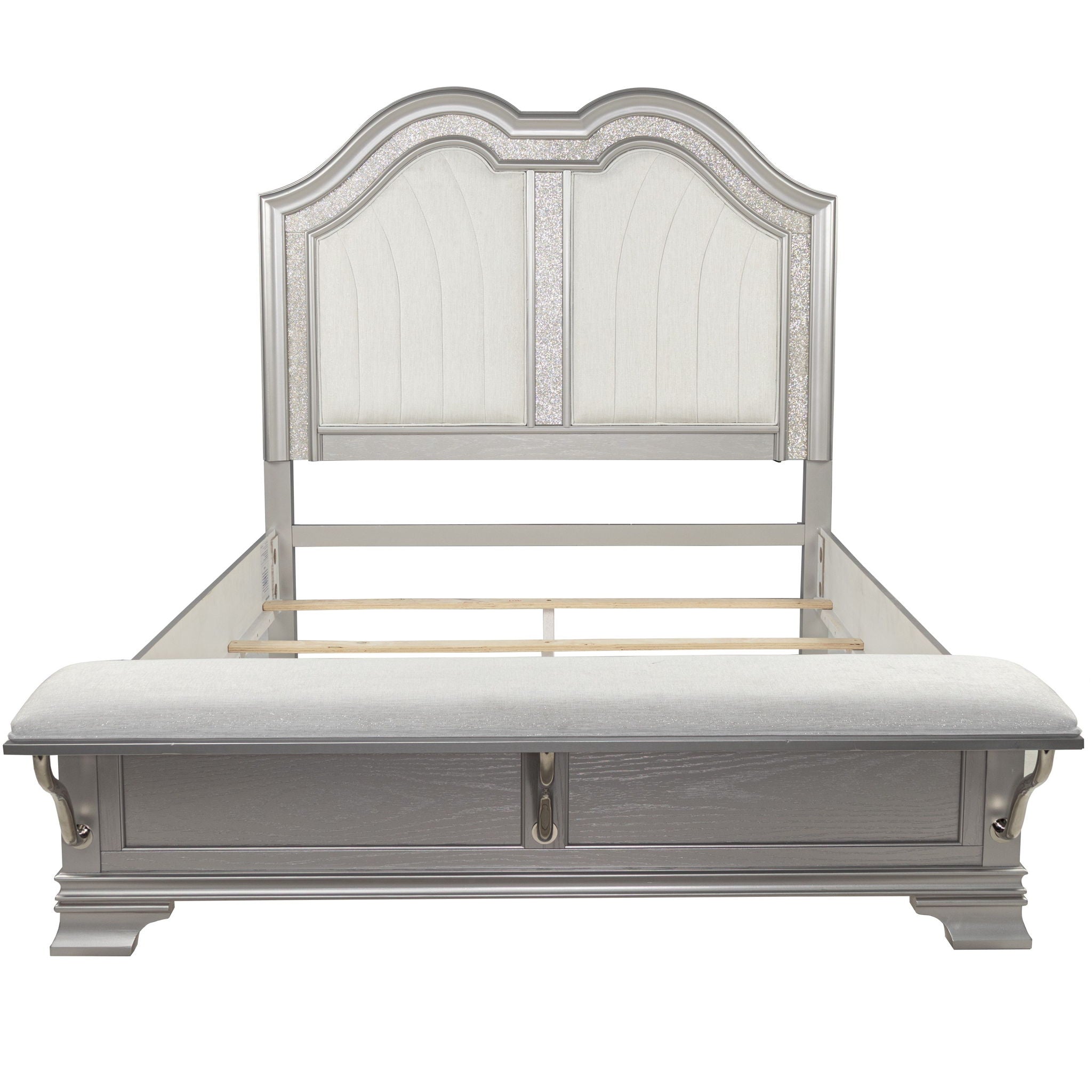 3 Piece Bedroom Set With Elegant Bed, 2 Nightstands