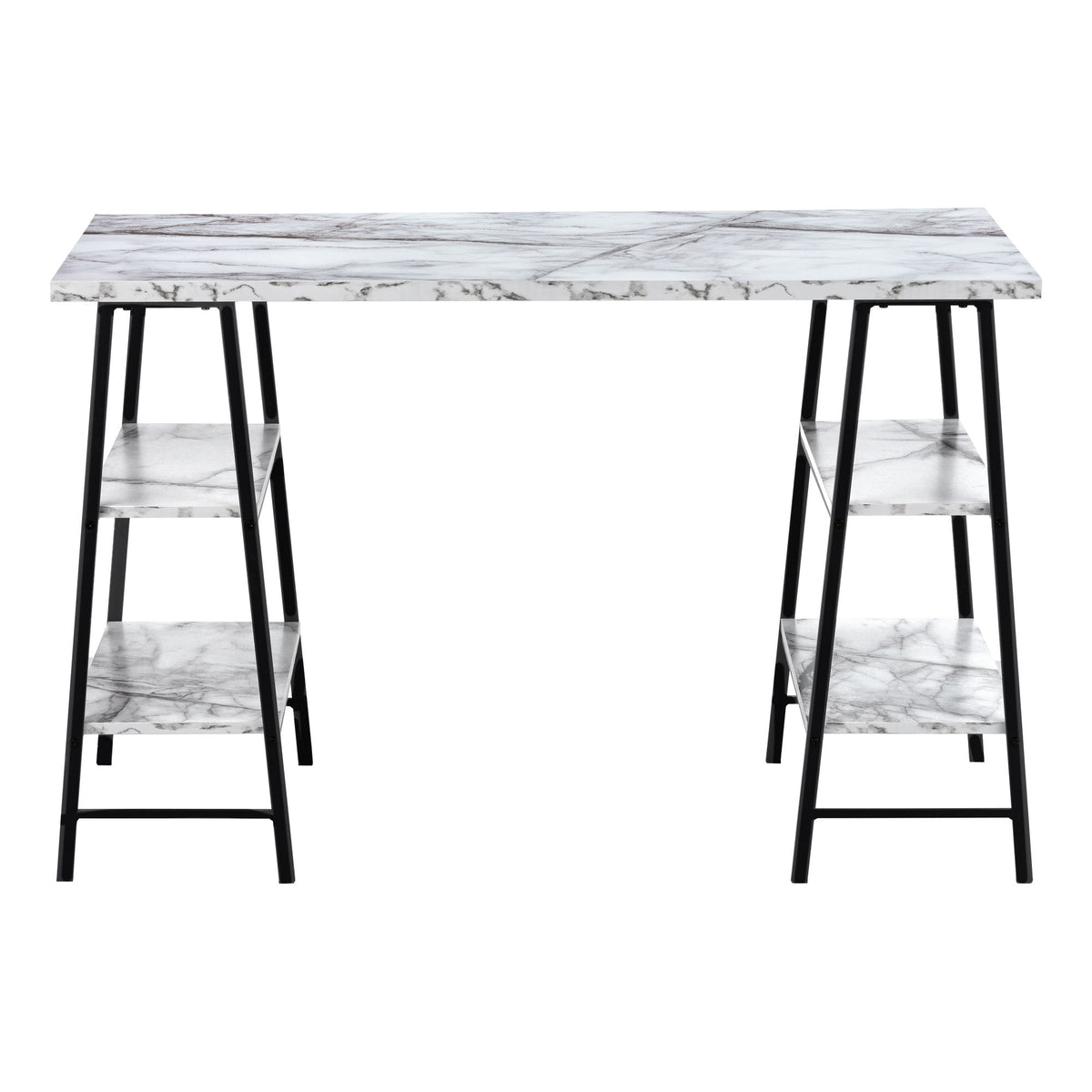 Computer Desk For Home Office, Laptop, Storage Shelves, Contemporary Versatile Placement - White