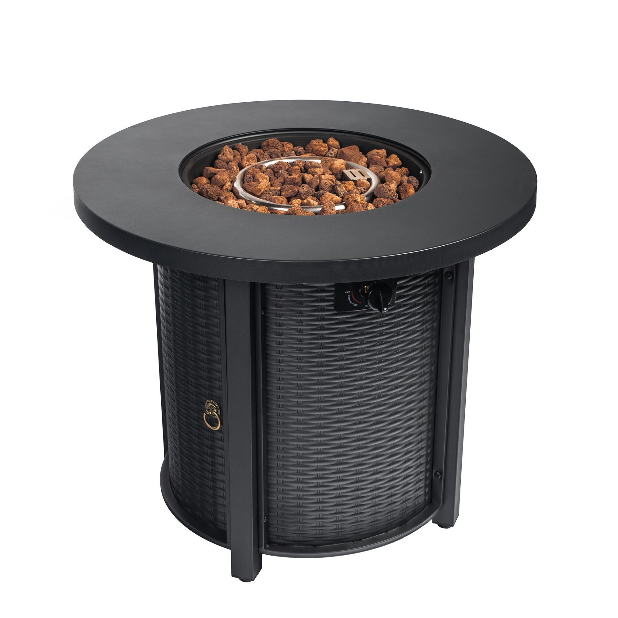 Propane Round 40000Btu Fire Pit Table - Black