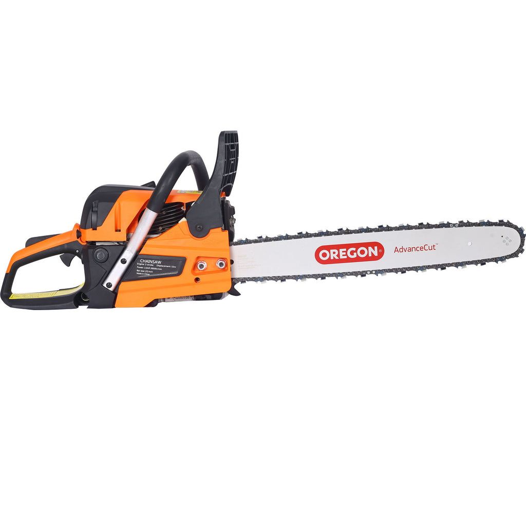 52Cc Gasoline Chainsaw With 20" Oregon Bar And Chain For Wood Cutting Plastic - Orange