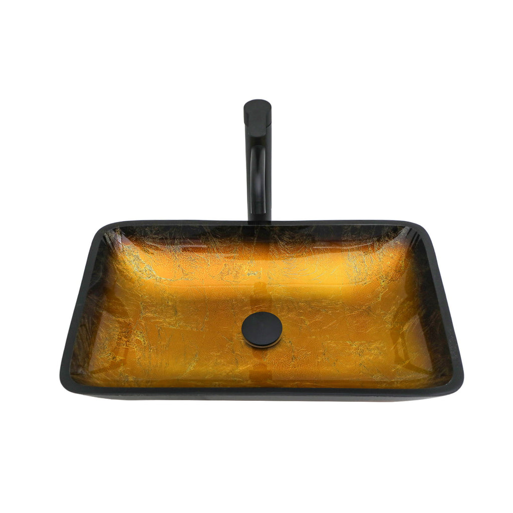 Gradient Tempered Glass Vessel Sink With Pop-Up Drain