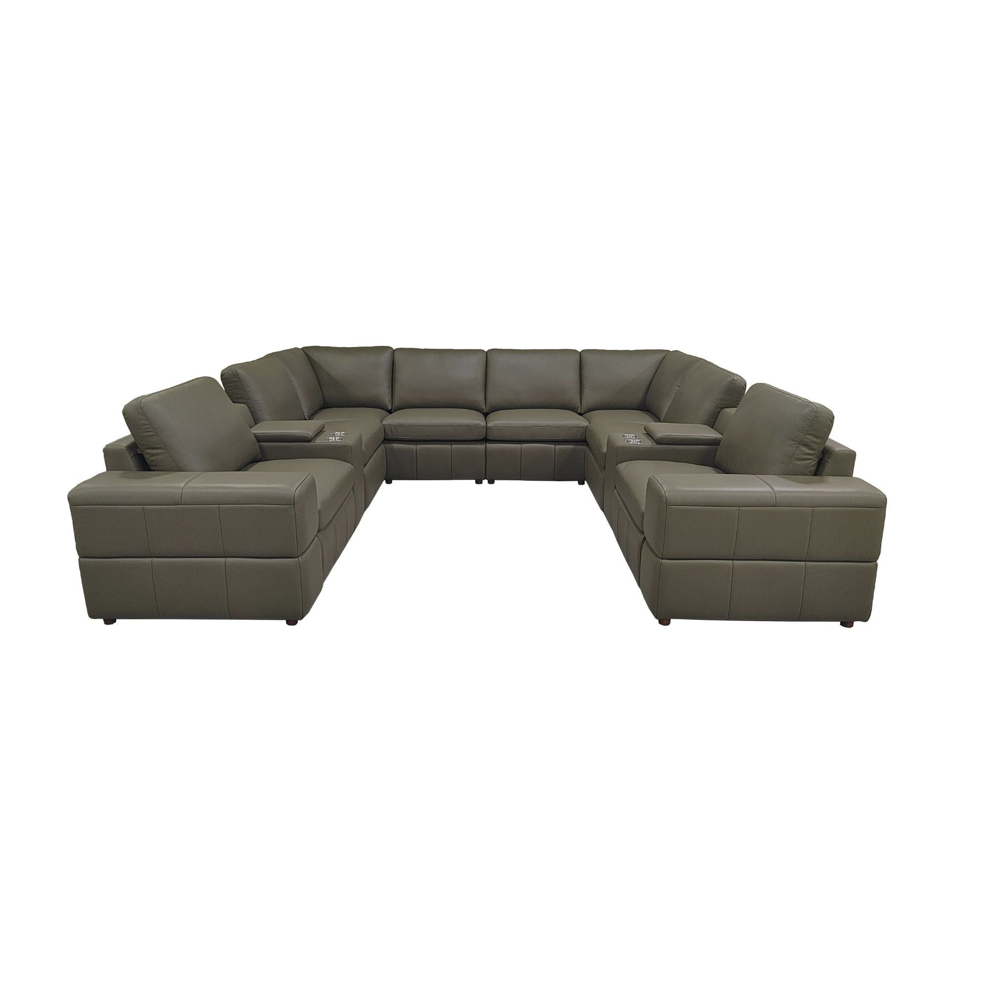 Upholstered Large Arms Sectional With Recliner Seats
