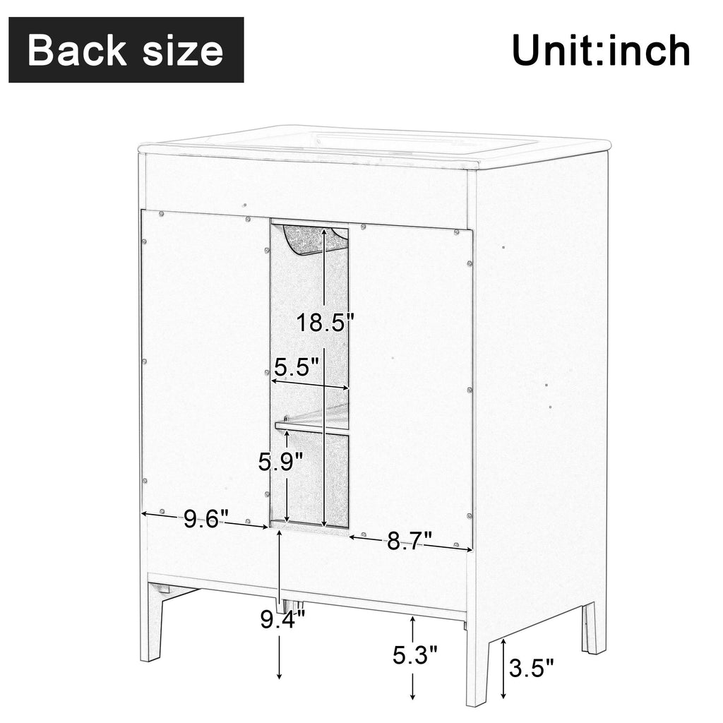 Modern Bathroom Vanity With Sink, Cabinet With 2 Drawers And Door, Adjustable Shelf