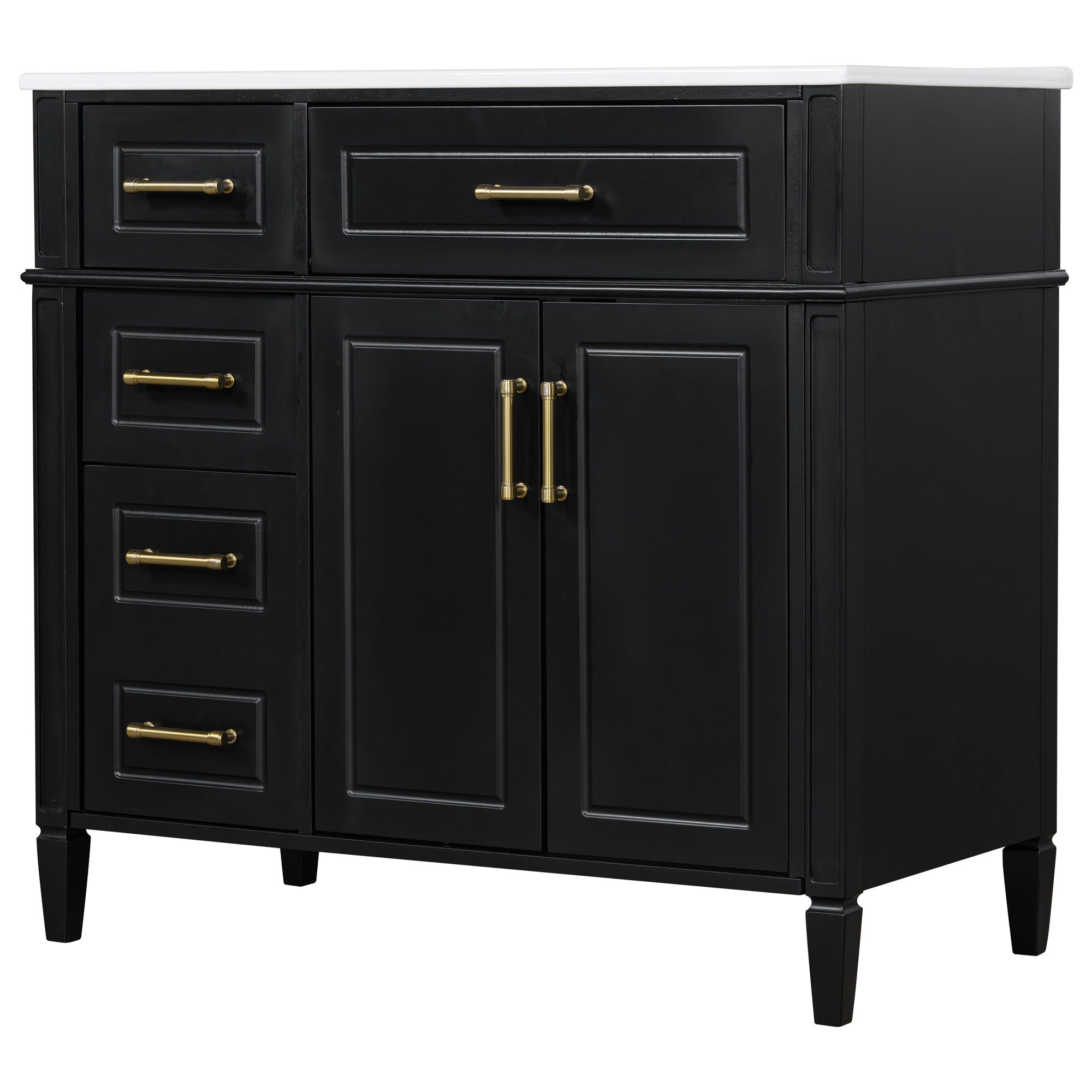 Bathroom Vanity With Sink, 4 Drawers, 2 Doors