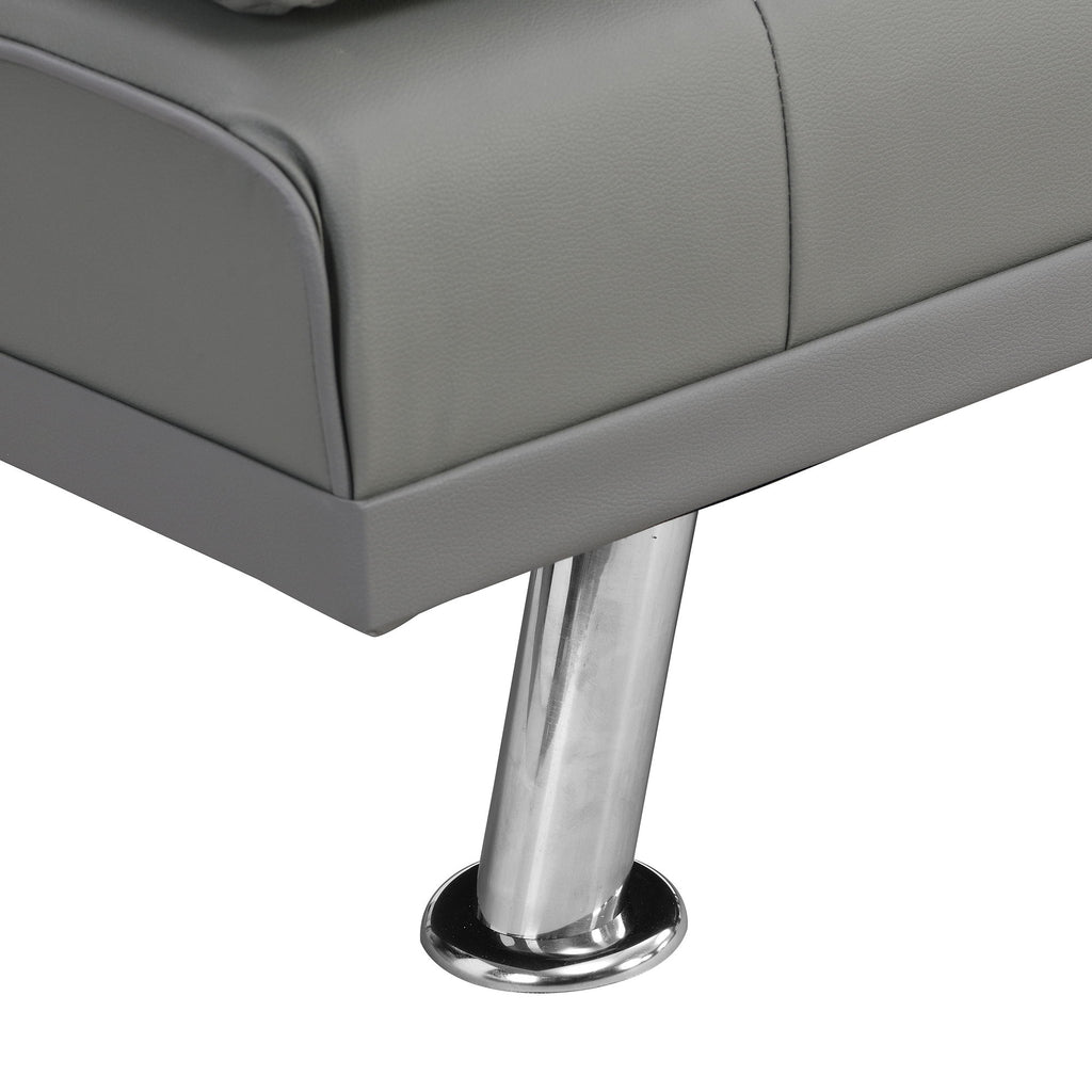 Modern Sofa Bed With Armrest 2 Holders, Wood Frame & Stainless Leg