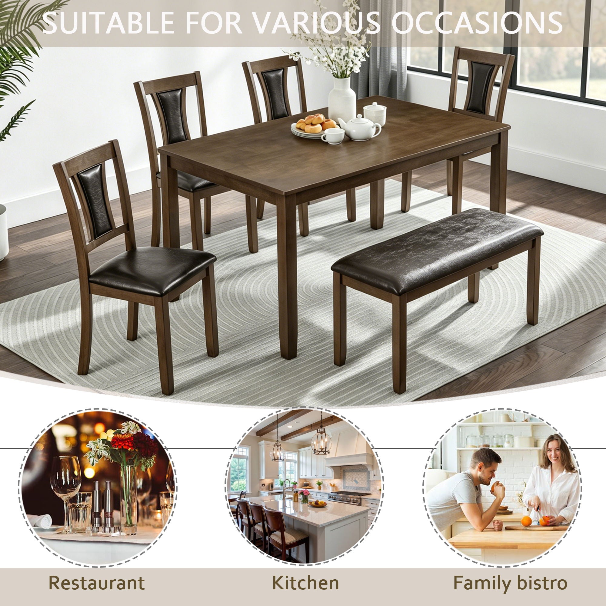 Modern Dining Table Set With Upholstered Chairs