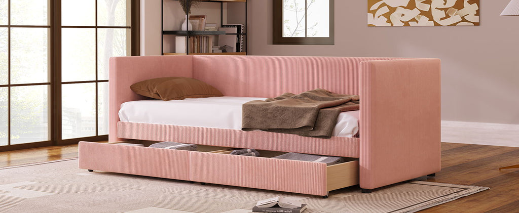 Daybed With Two Drawers And Wood Slat