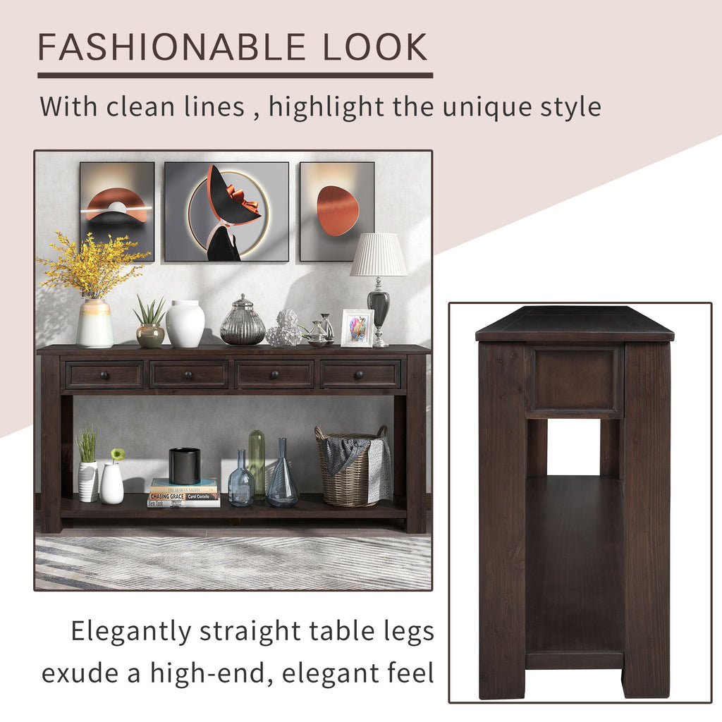 Hearth & Haven Clara - Console Table With Storage Drawers And Bottom Shelf