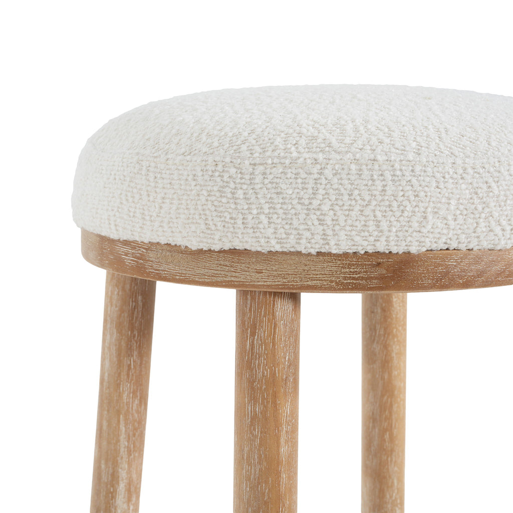 Rubber Wood & Fabric Counter Stool 300Lb Capacity, Easy Assembly For Home & Commercial Use (Set of 2) - Natural / Beige
