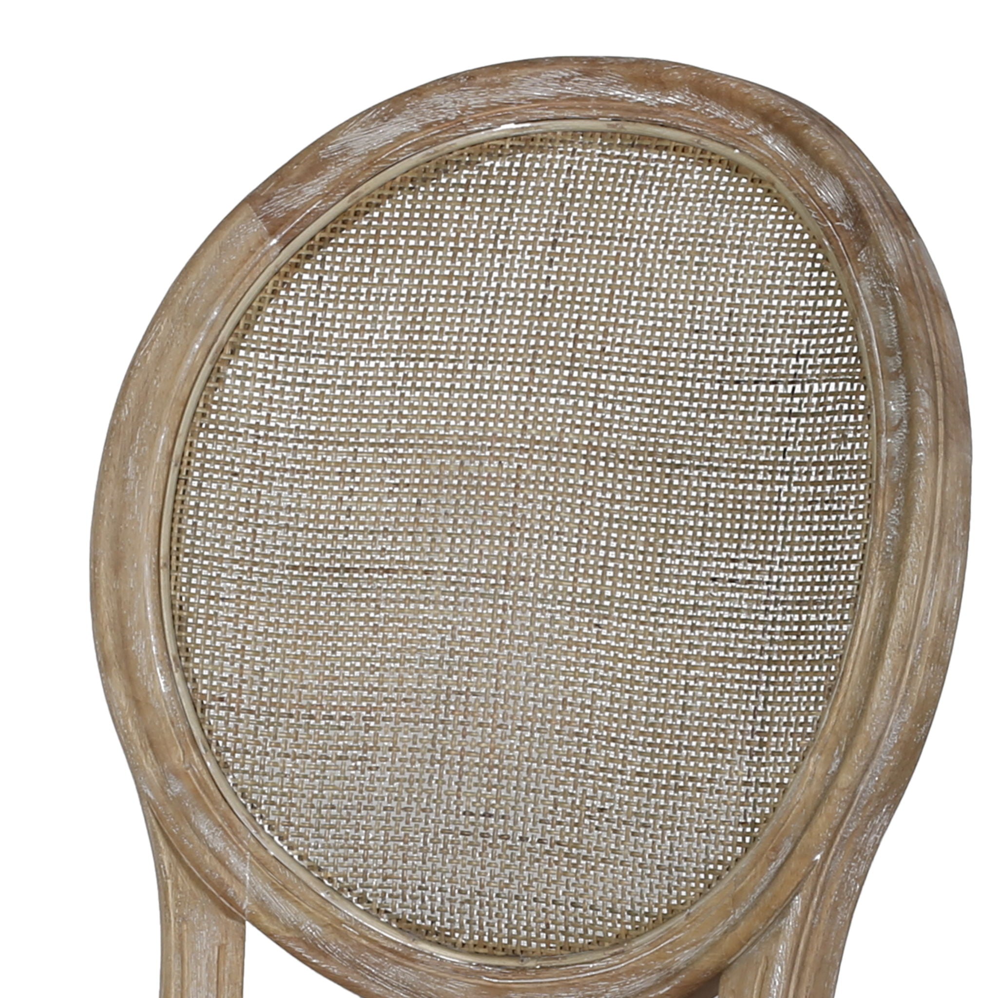 Elegant Dining Chair Set With Cane And Fabric Upholstery
