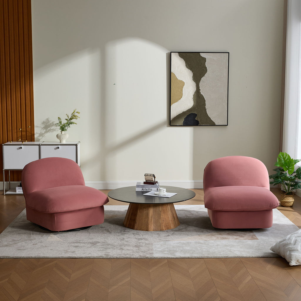 Pumpkin Shaped Swivel Accent Chair, 360 Degree Rotation For Living Room