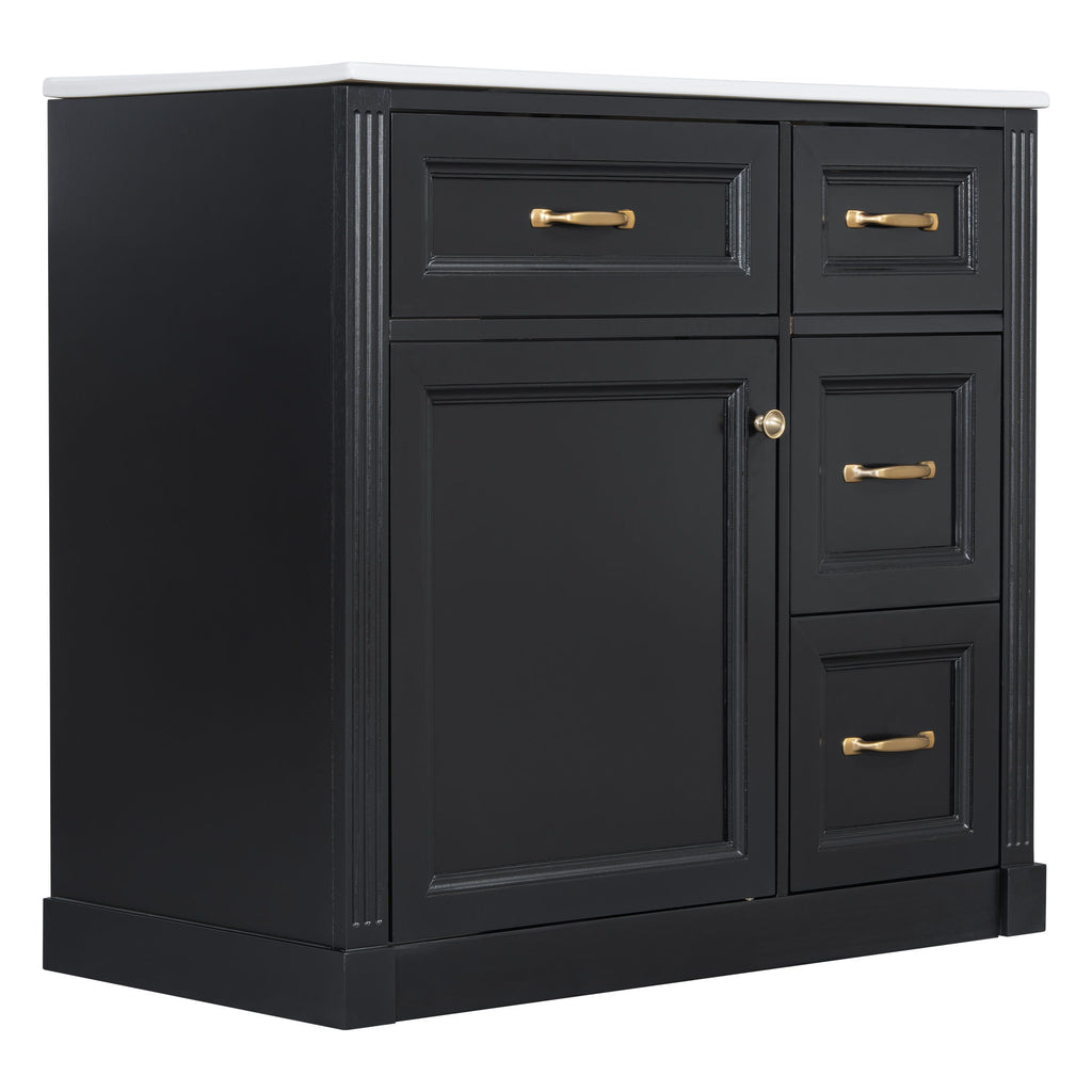 Modern Bathroom Vanity With Sink, 4 Drawers, Soft-Close Door, Adjustable Shelf