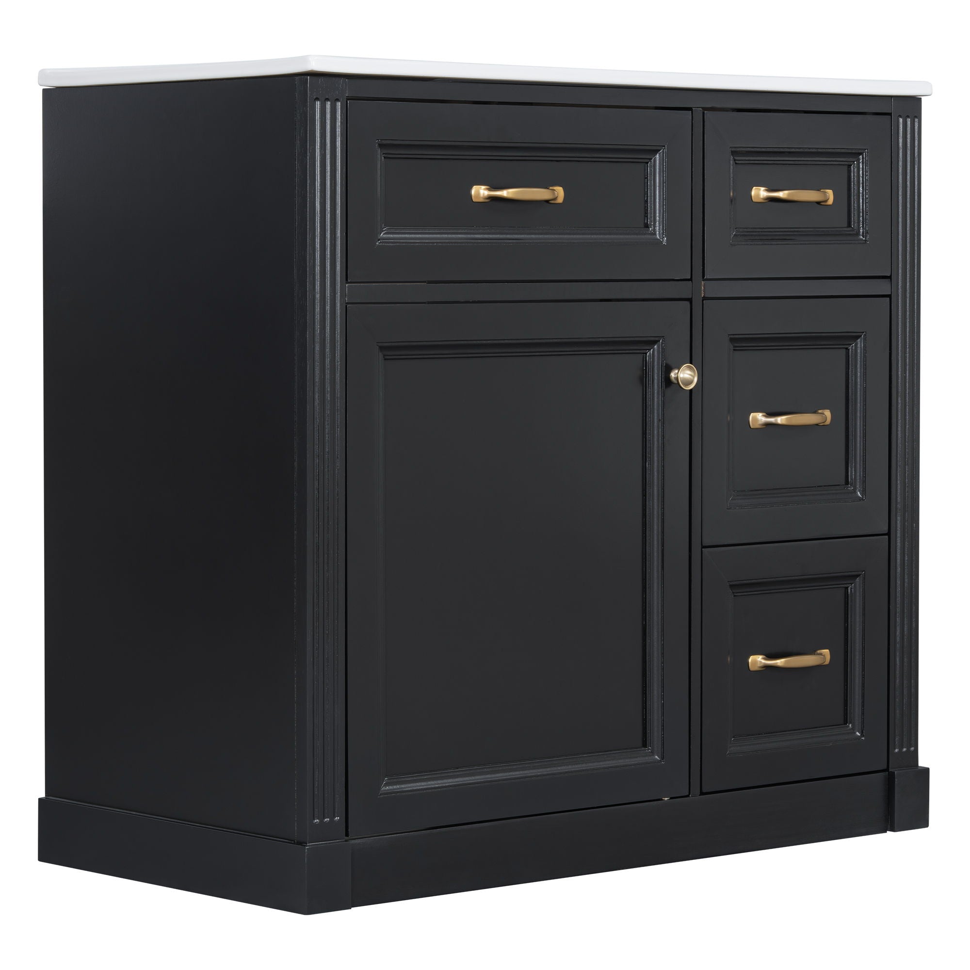 Modern Bathroom Vanity With Sink, 4 Drawers, Soft-Close Door, Adjustable Shelf