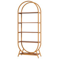 Arched 5 Tier Open Bookshelf For Office - Brown