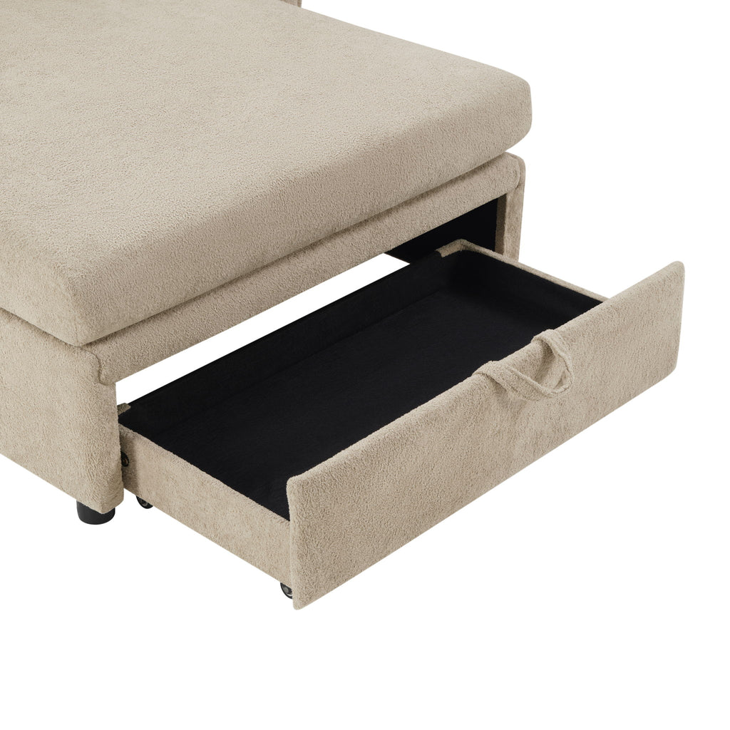 Modern Chaise Sofa With Hidden Storage For Living Room
