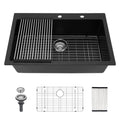 Kitchen Sink Granite Composite Drop In Sink With Durable Material - Black