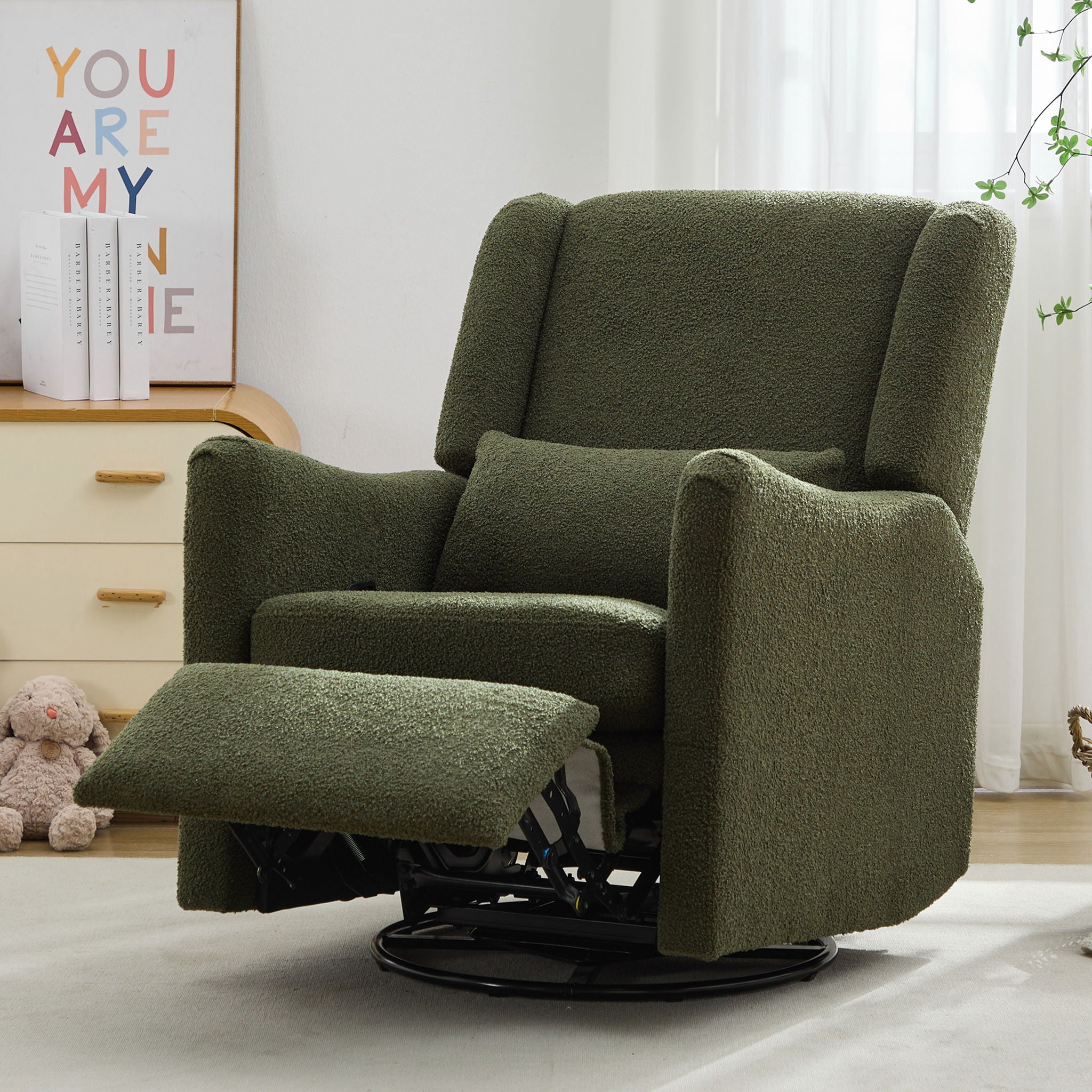Wide Wingback Swivel Glider Rocker Recliner Chair