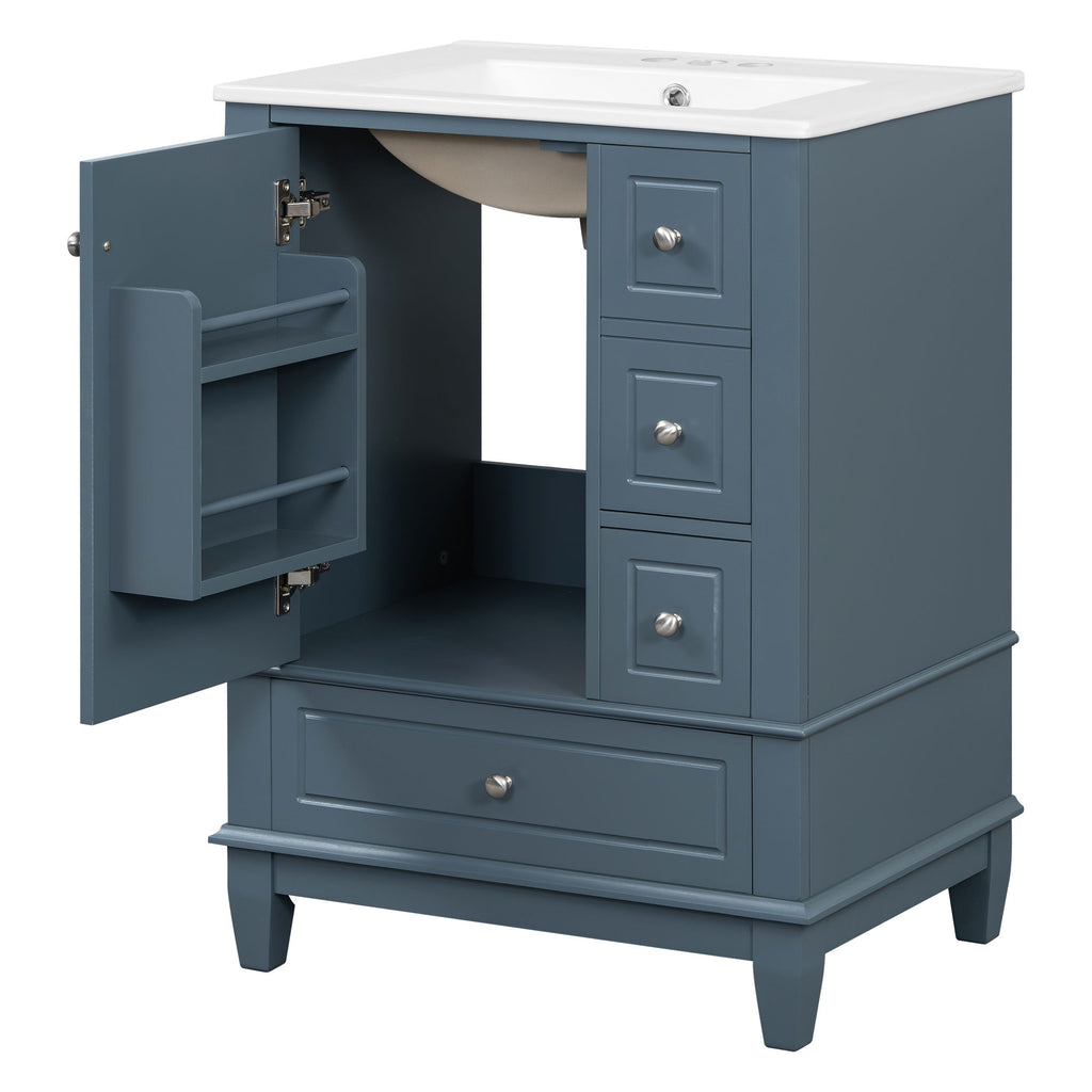 Modern Bathroom Vanity With Sink, Freestanding Cabinet With Drawers And Storage Shelves