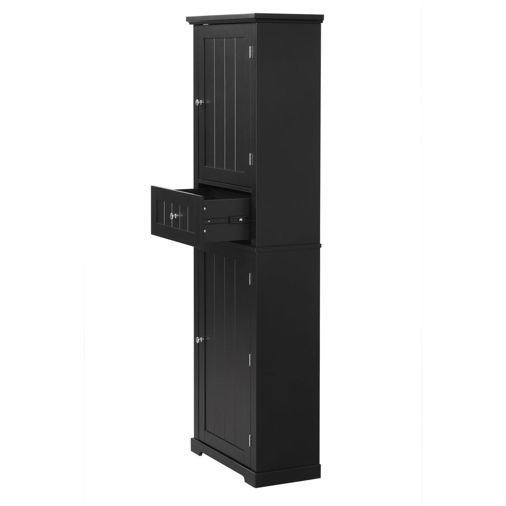 Tall Freestanding Bathroom Storage Cabinet With Drawer And Adjustable Shelf