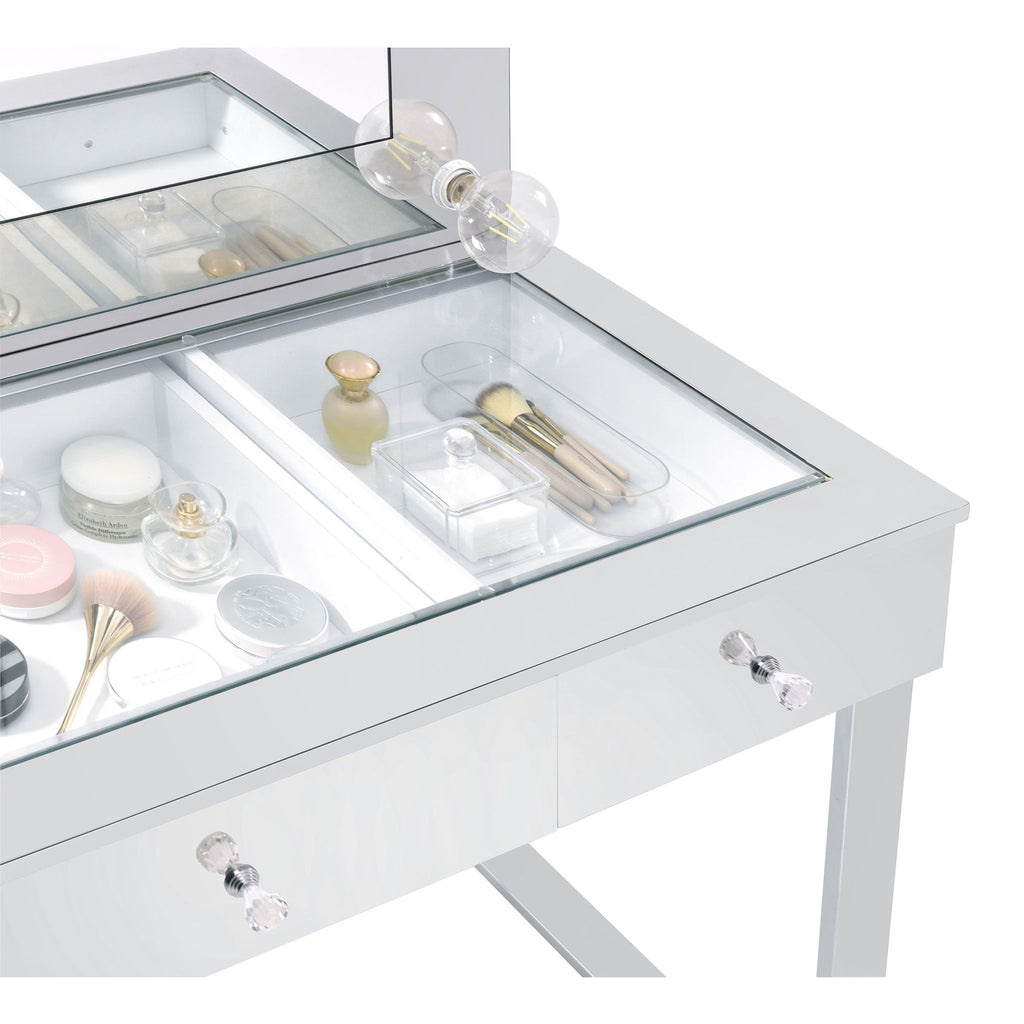 Trevor - 3 Drawer Makeup Vanity Table With Mirror - Chrome