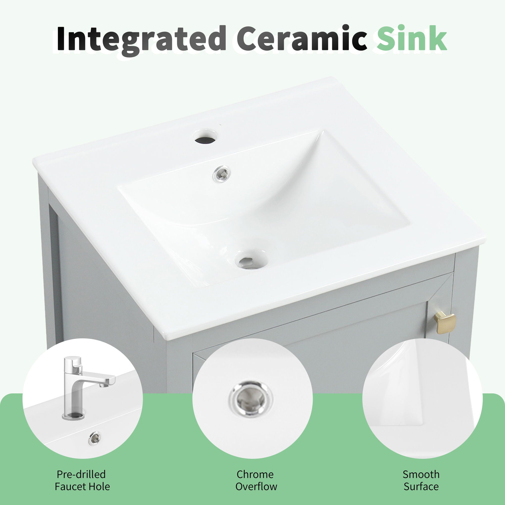 Bathroom Vanity With Sink, Soft Closing Cabinet Door, Storage Rack And Drawer