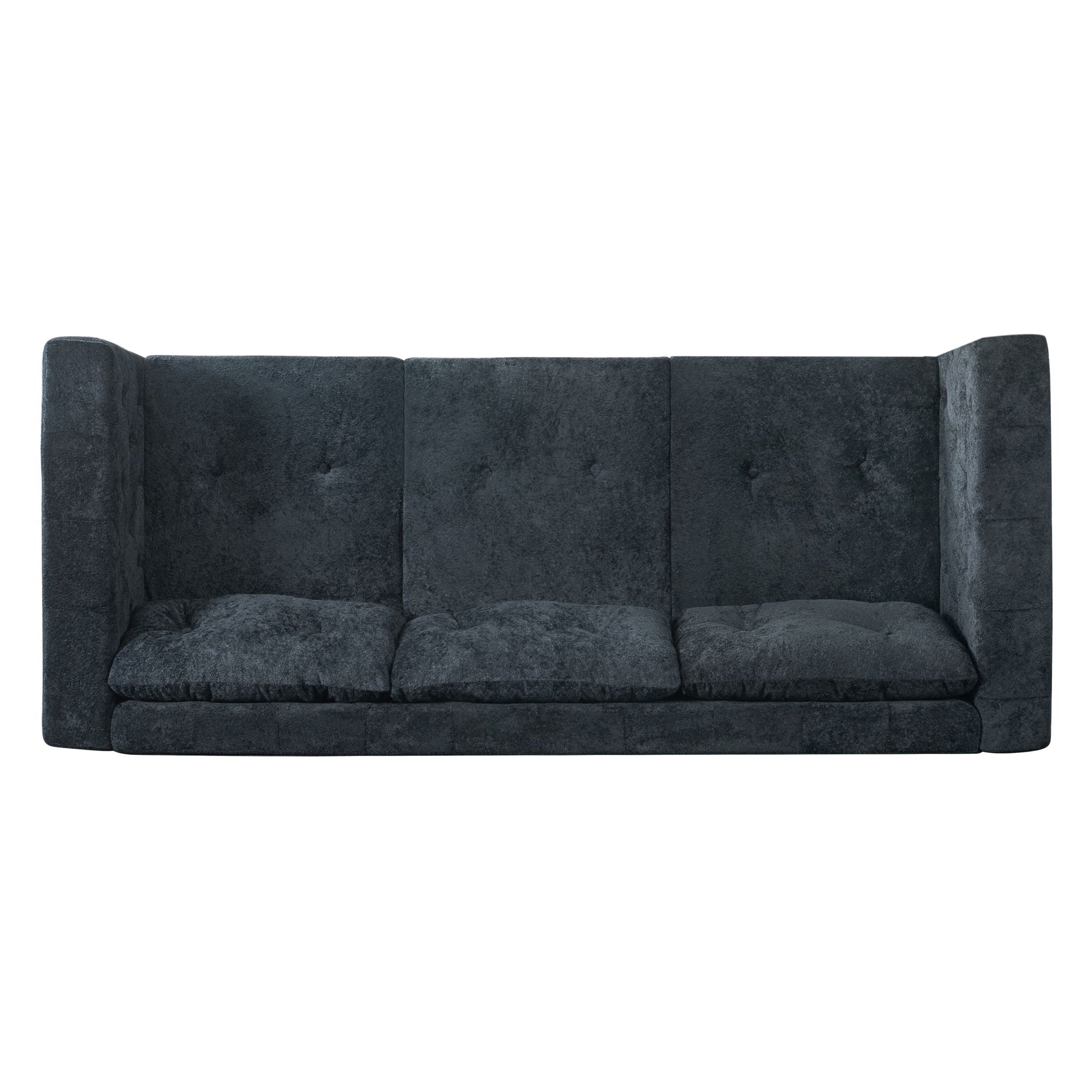 3 Seater Sofa With Square Arms, Tufted Pillow Back For Living Room
