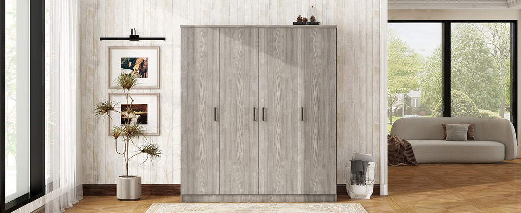 4 Door Wardrobe With 1 Drawer - Gray