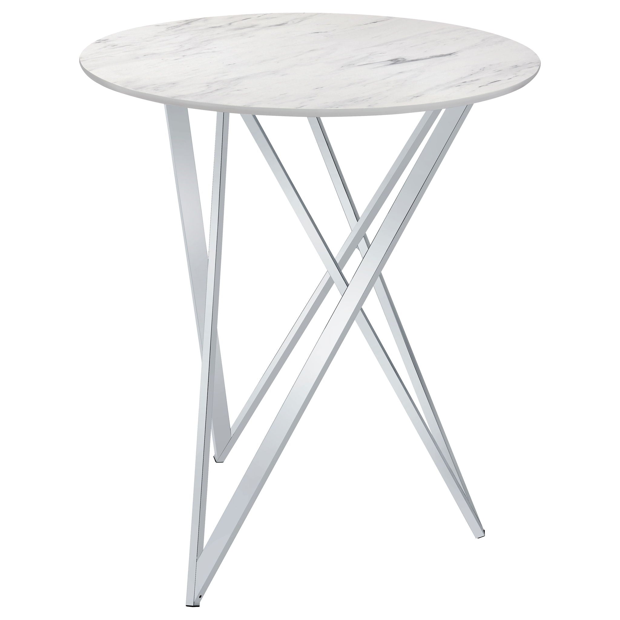 Halverson - Round Top Bar Table - White / Silver