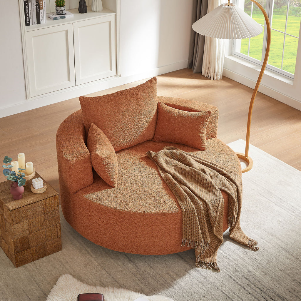 360° Swivel Accent Barrel Chair With 3 Removable Pillows For Living Room