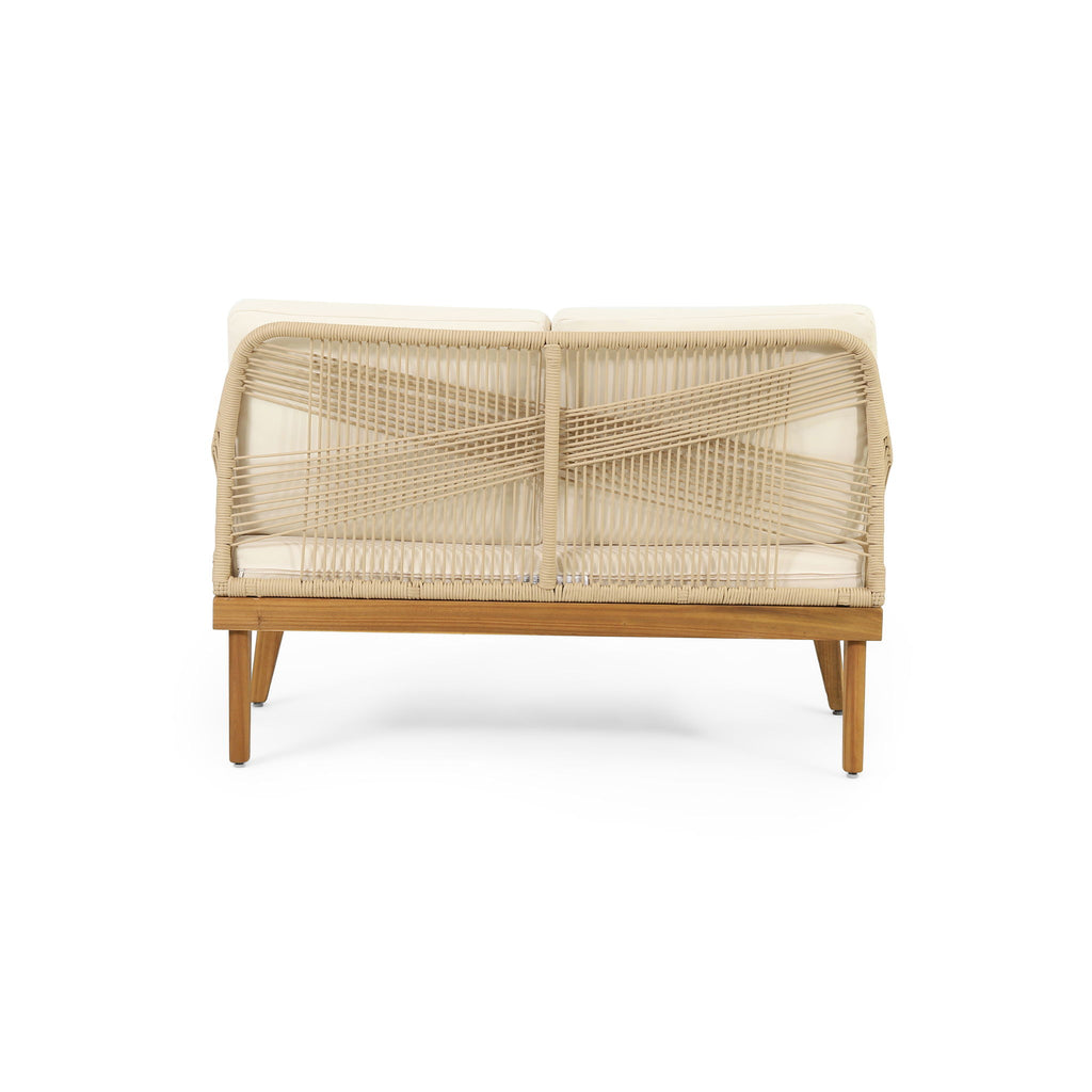 Hueber - Outdoor And Rope 4 Seater Chat Set With Cushions - Teak