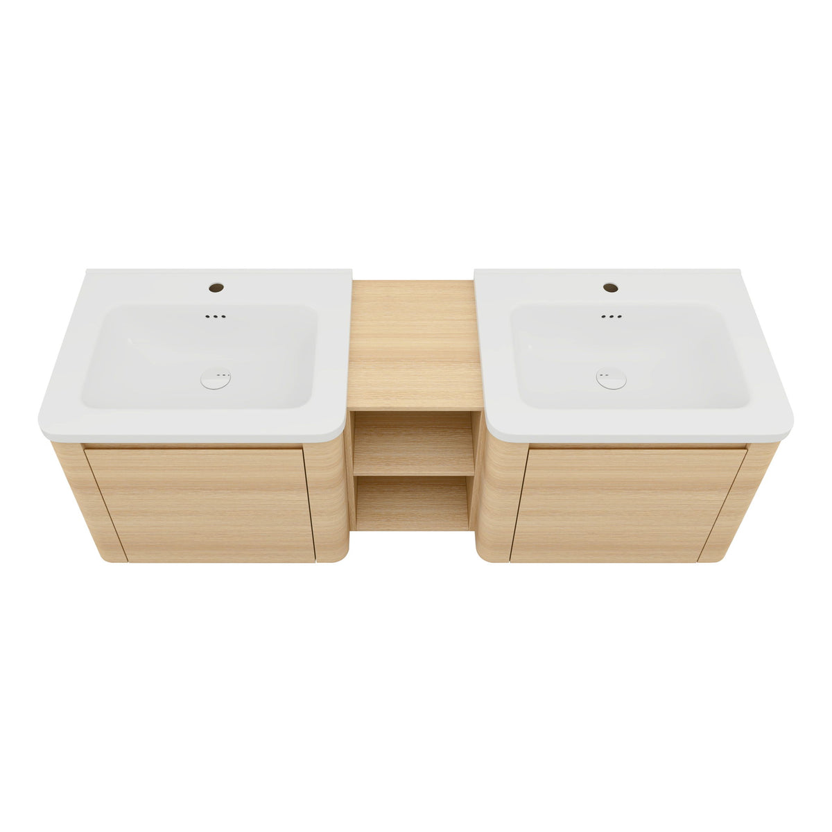 Wall Mounted Bathroom Vanity With Sink And Storage Shelves, Soft Close Doors