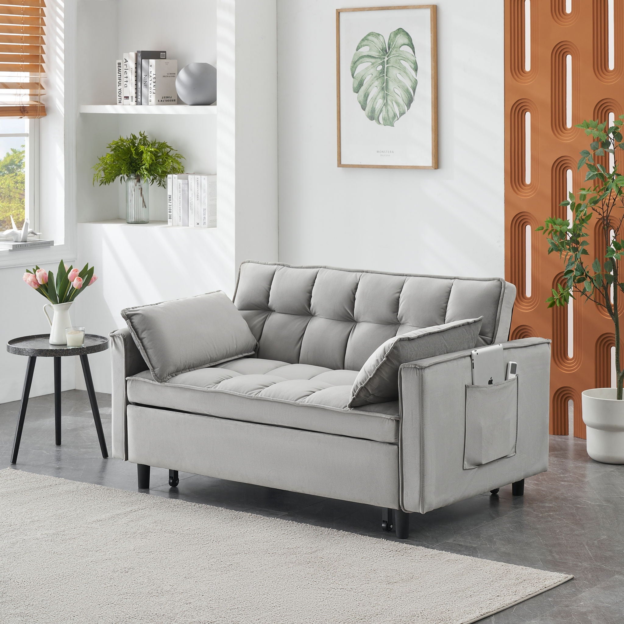 Sofa Bed With Pockets, 3 In 1 Convertible For Living Room