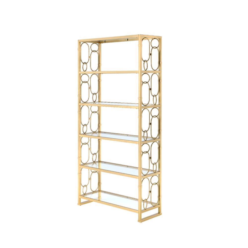 Milavera - Bookshelf - Clear Glass & Gold