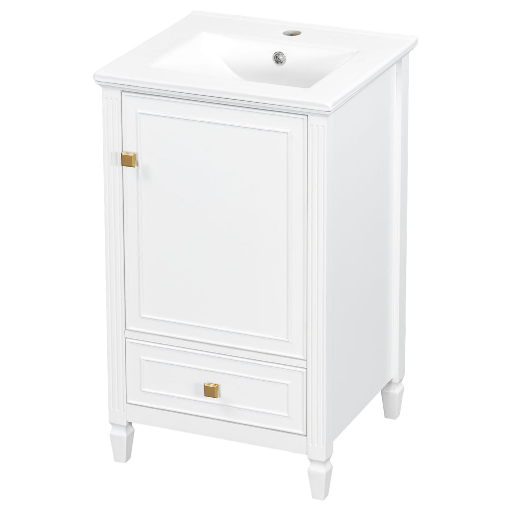 Freestanding Bathroom Vanity With Sink, Soft Closing Door, Drawer Storage - White