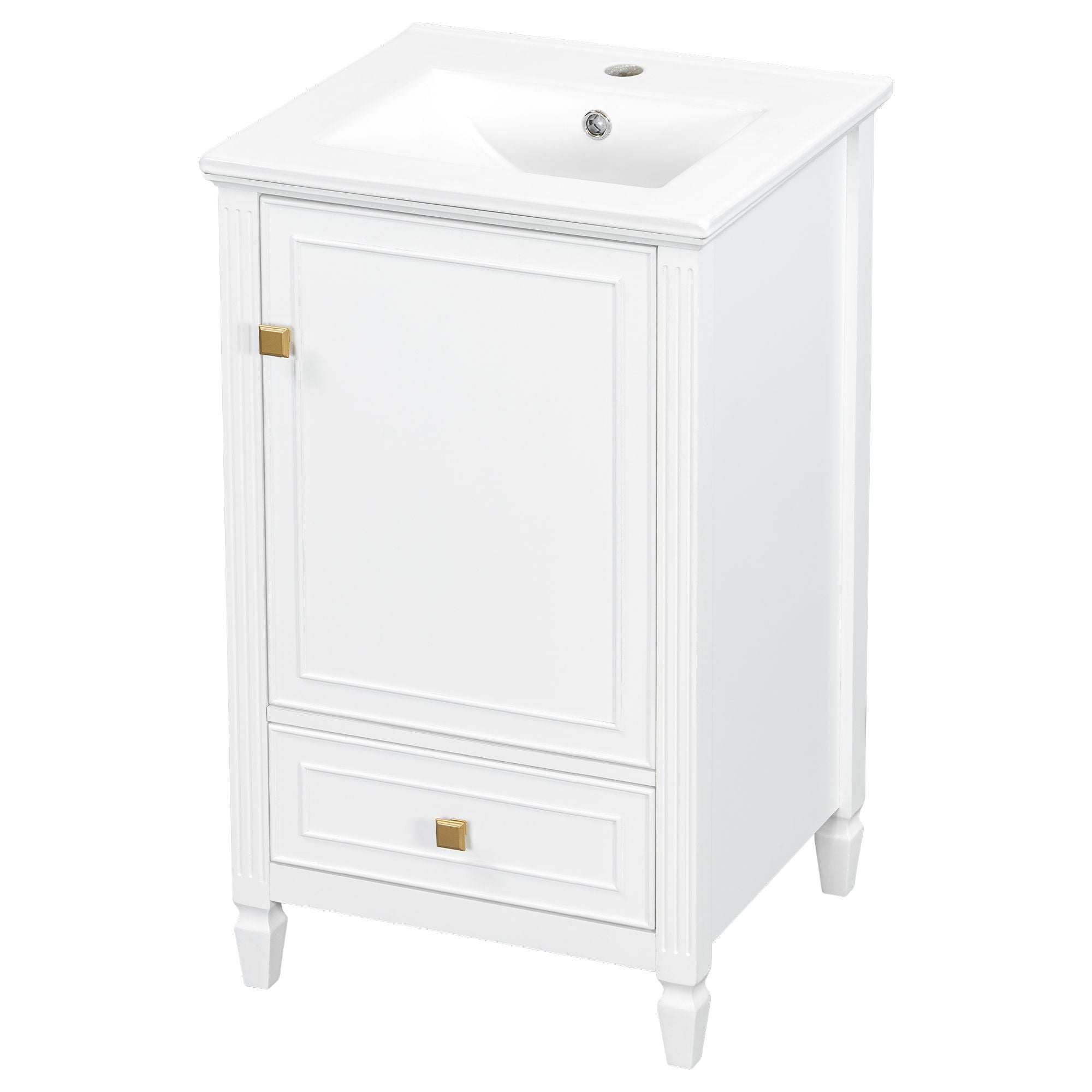Freestanding Bathroom Vanity With Sink, Soft Closing Door, Drawer Storage - White