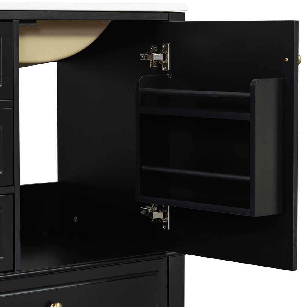 Freestanding Bathroom Vanity With Sink, Soft Close Door, 3 Drawers