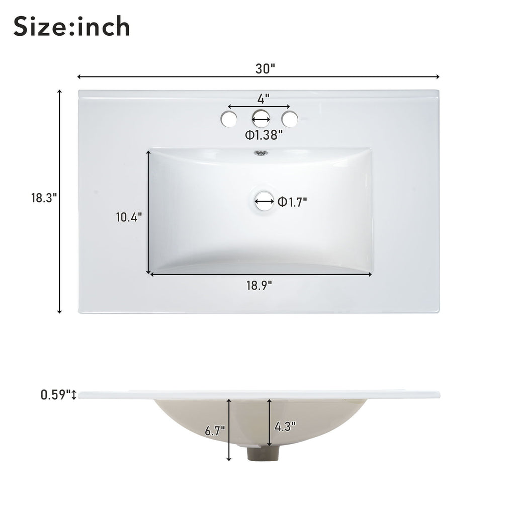 Elegant Bathroom Vanity With Ceramic Sink And Versatile Storage