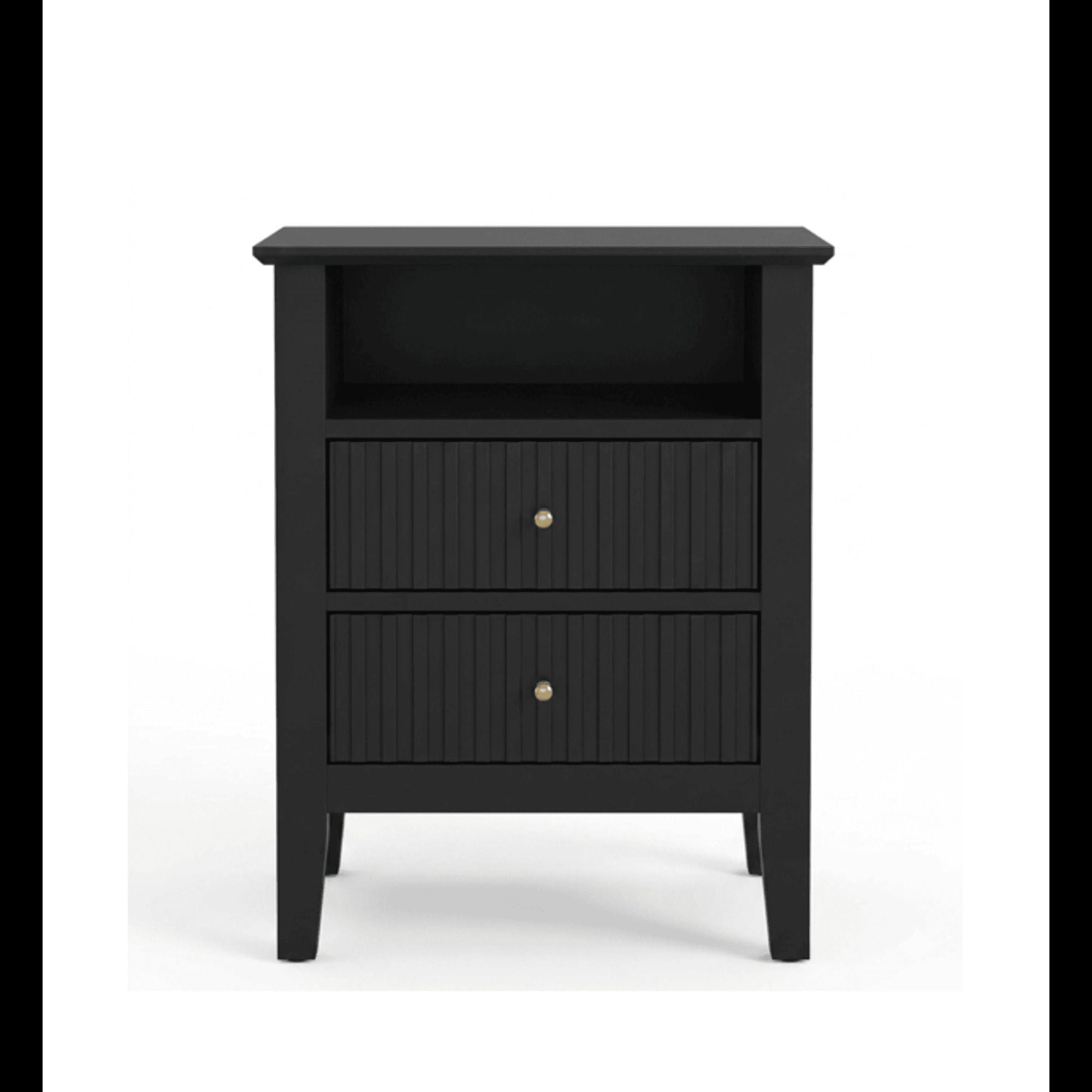 Fluted Nightstand With 2 Drawers