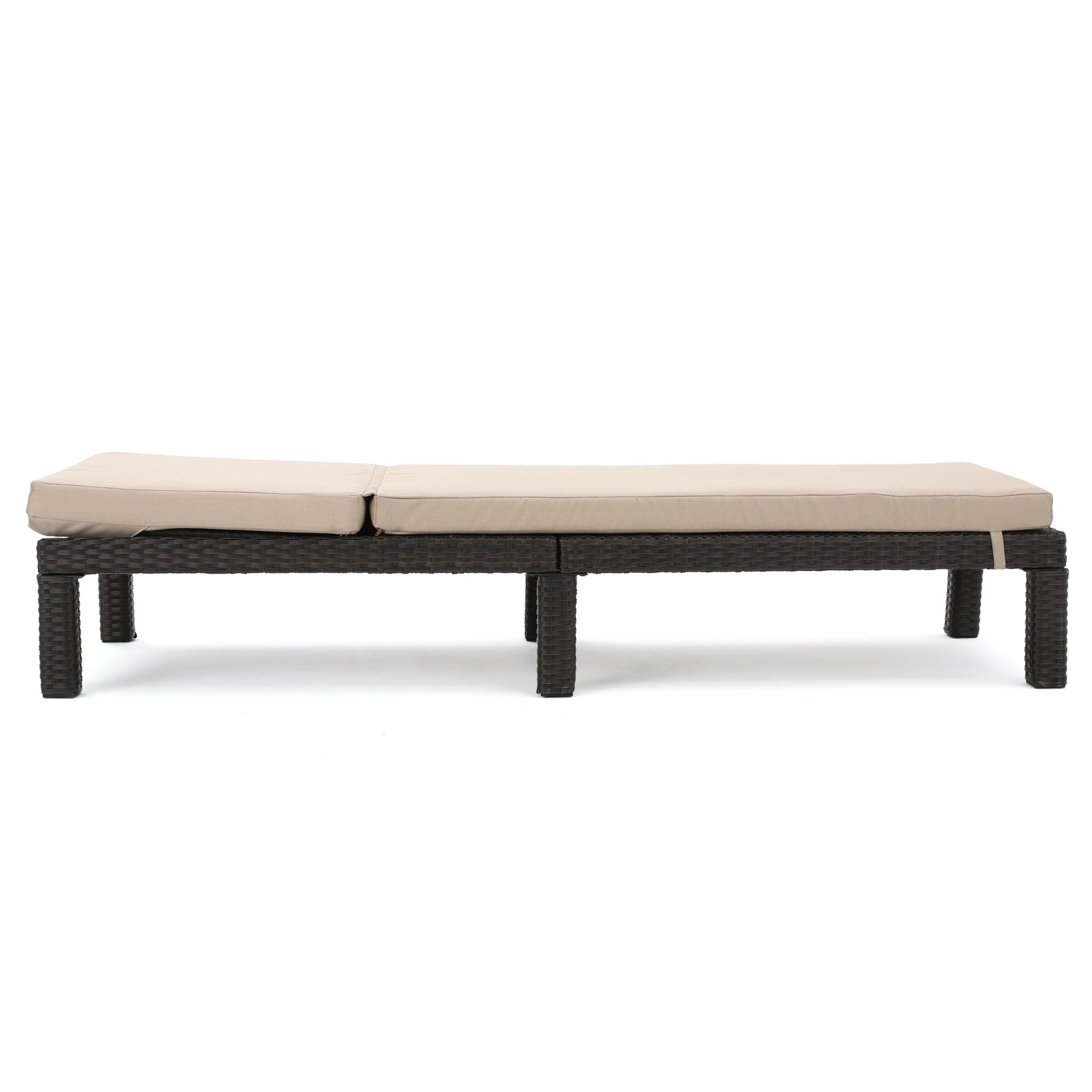 Puerta - Chaise Lounge Frame Cushion Outdoor Wicker Iron - Beige / Dark Brown