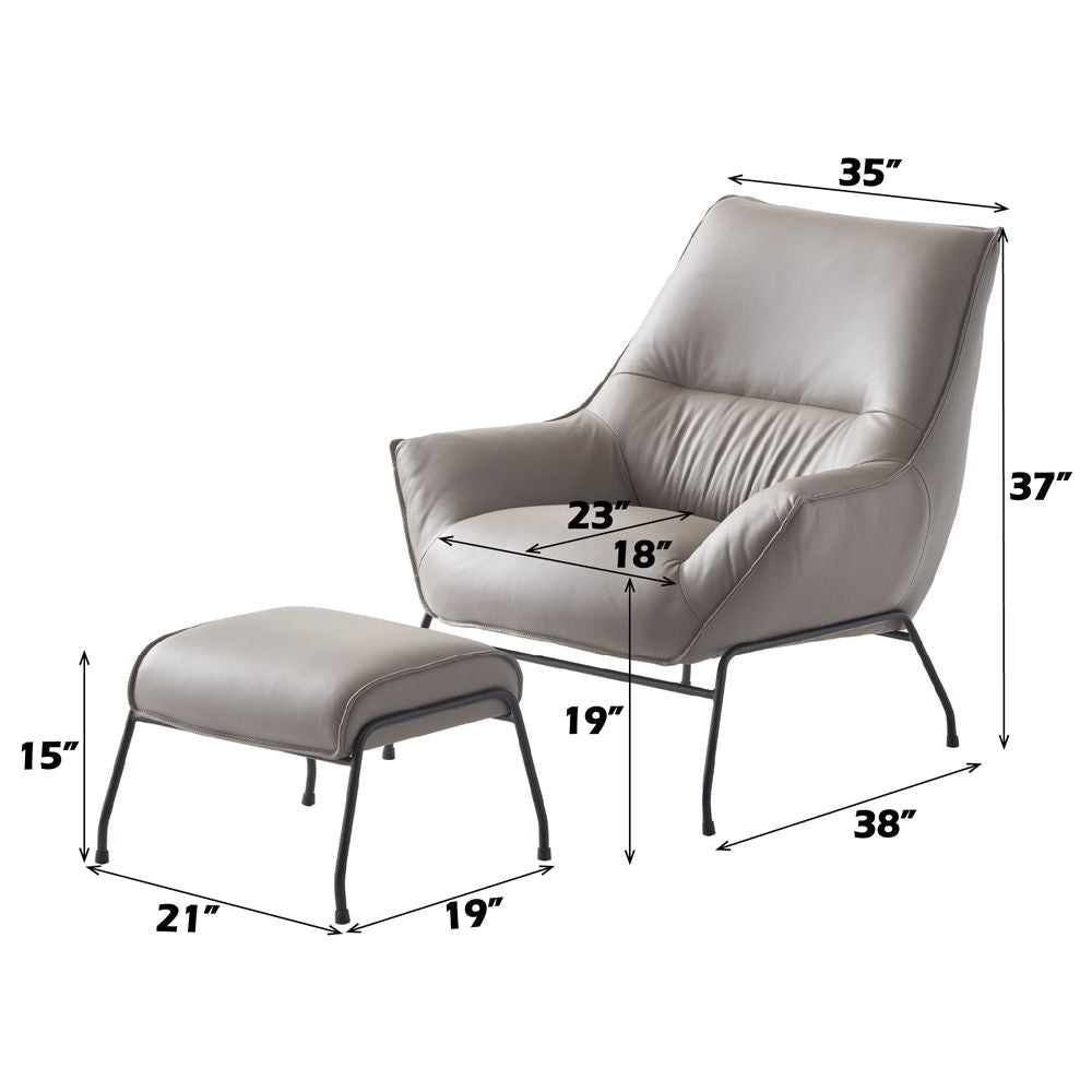 Jabel - Accent Chair & Ottoman - Khaki Top Grain Leather