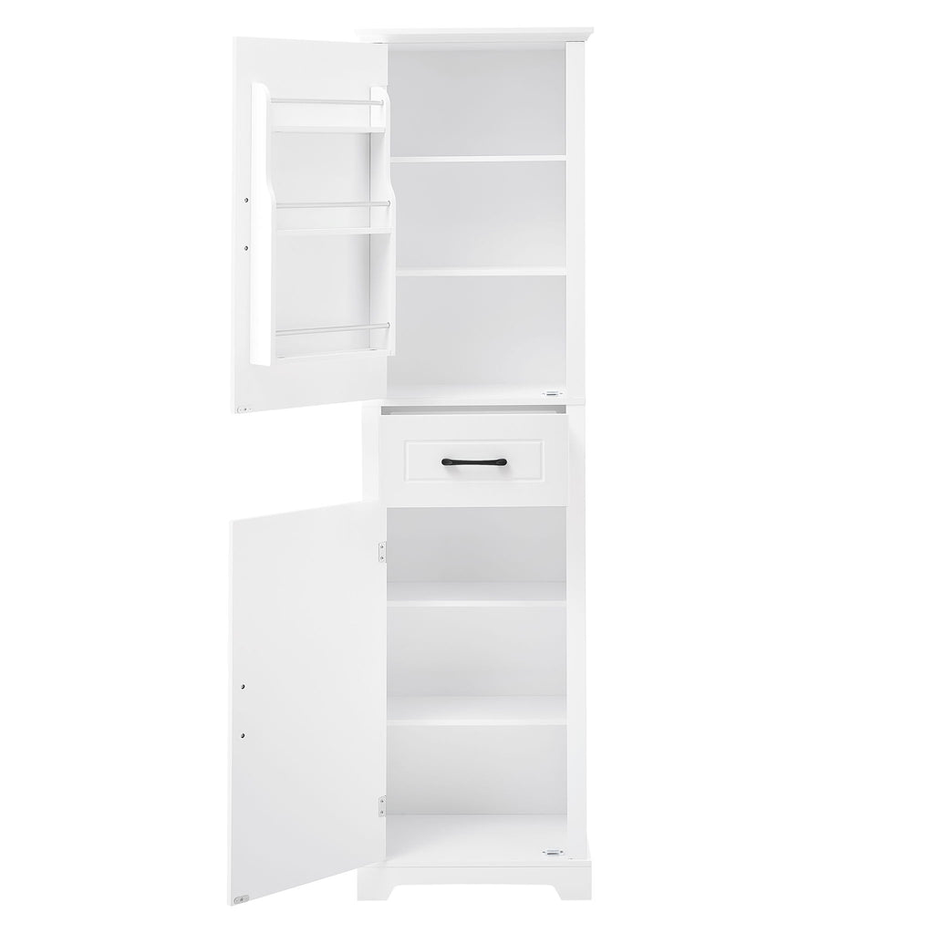 Tall Freestanding Bathroom Storage Cabinet With 2 Doors And Adjustable Shelves